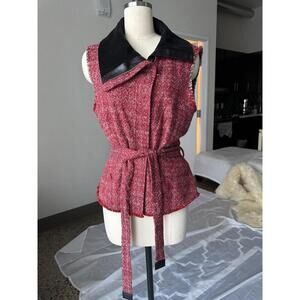 Escada Burgundy Red Vest Jacket Tweed  Sz 40 Or L large